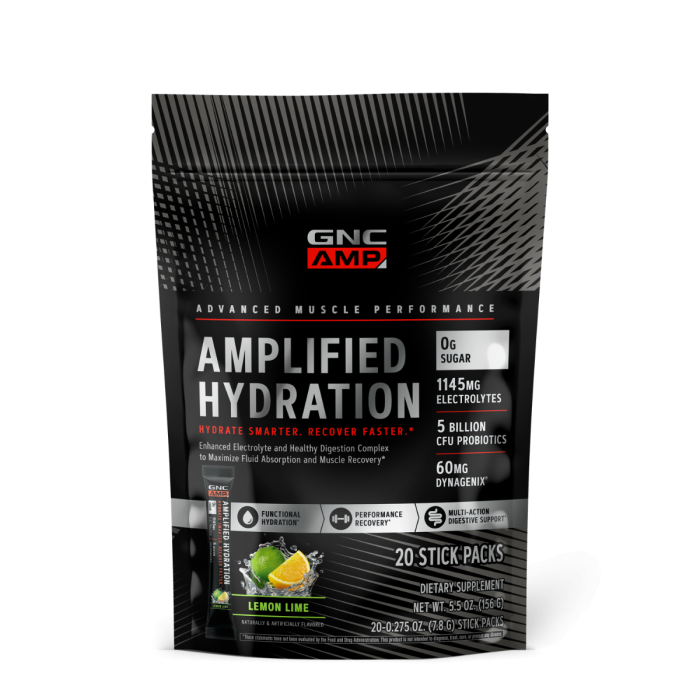 Gnc Amp Amplified Hydration, Electroliti Cu Aroma De Lamaie Si Lime, 20 De Plicuri, 152 G Gnc Amp Amplified Hydration, Electroliti Cu Aroma De Lamaie Si Lime, 20 De Plicuri, 152 G