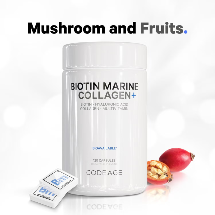 Codeage Biotin Marine Collagen+formula Completa Cu Colagen Marin Si Acid Hyaluronic, 120 Cps Codeage Biotin Marine Collagen+formula Completa Cu Colagen Marin Si Acid Hyaluronic, 120 Cps