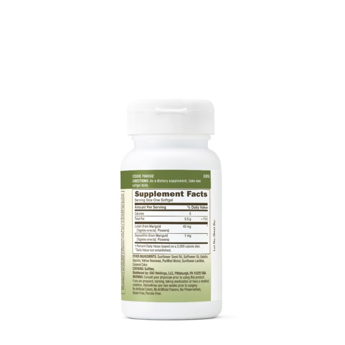 Gnc Herbal Plus Lutein, Luteina 40 Mg, 30 Cps Gnc Herbal Plus Lutein, Luteina 40 Mg, 30 Cps