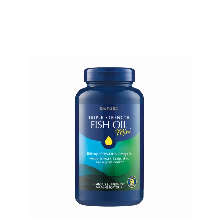 Gnc Triple Strength Fish Oil Mini, Ulei De Peste Mini Capsule, 240 Cps Gnc Triple Strength Fish Oil Mini, Ulei De Peste Mini Capsule, 240 Cps
