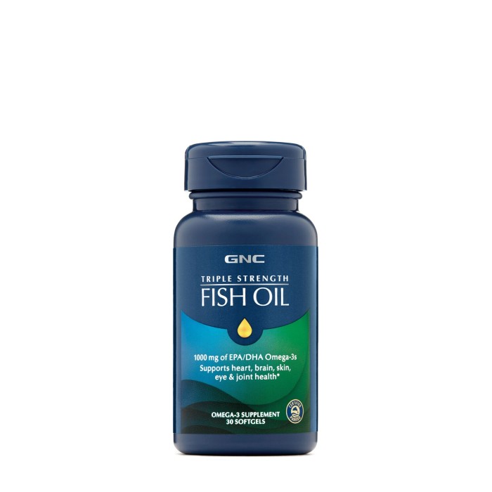 Gnc Triple Strength Fish Oil, Ulei De Peste, 1000 Mg Omega-3 Epa Si Dha, 30 Cps Gnc Triple Strength Fish Oil, Ulei De Peste, 1000 Mg Omega-3 Epa Si Dha, 30 Cps