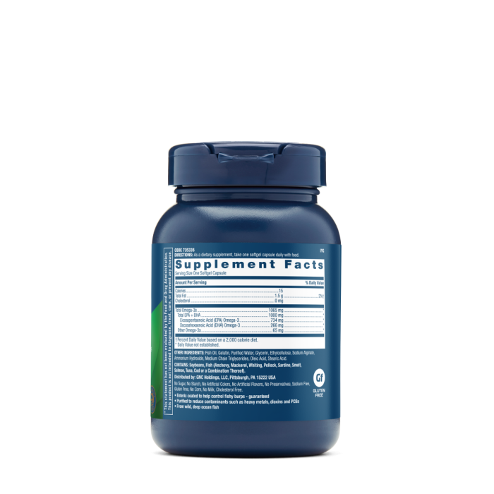 Gnc Triple Strength Fish Oil, Ulei De Peste 1000 Mg Omega 3 Epa Si Dha, 60 Cps Gnc Triple Strength Fish Oil, Ulei De Peste 1000 Mg Omega 3 Epa Si Dha, 60 Cps