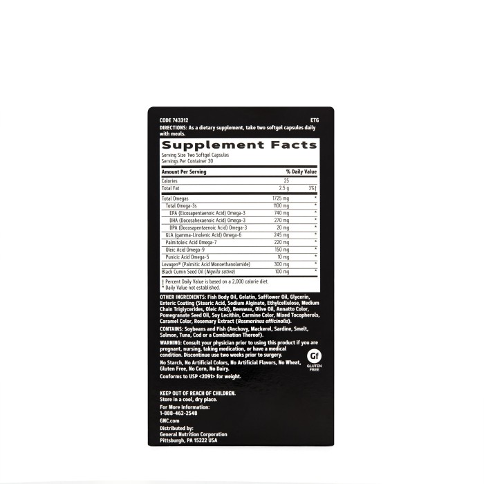 Gnc Amp Complete Omega, Acizi Grasi Omega, 60 Cps Gnc Amp Complete Omega, Acizi Grasi Omega, 60 Cps