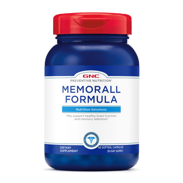 Gnc Preventive Nutrition Memorall, Formula Pentru Sanatatea Creierului Si Imbunatatirea Memoriei, 60 Cps Gnc Preventive Nutrition Memorall, Formula Pentru Sanatatea Creierului Si Imbunatatirea Memoriei, 60 Cps