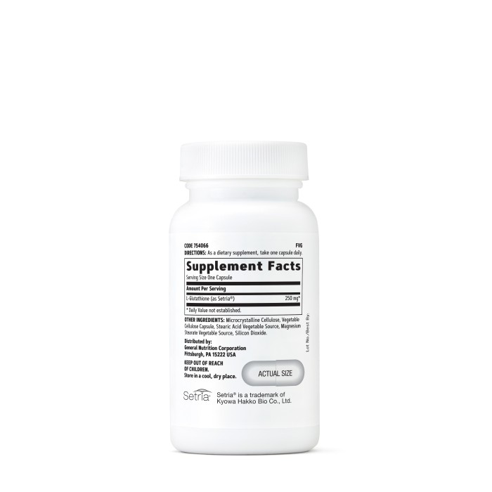 Gnc L-glutation Setria 250 Mg, 60 Cps Gnc L-glutation Setria 250 Mg, 60 Cps