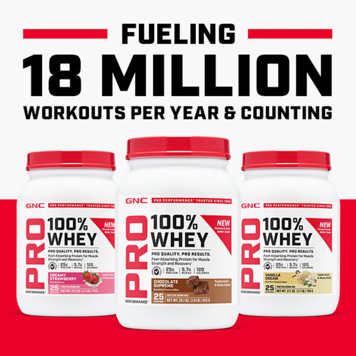Gnc Pro Performance 100% Whey, Proteina Din Zer Cu Aroma De Capsuni, Testata Antidoping, 775g Gnc Pro Performance 100% Whey, Proteina Din Zer Cu Aroma De Capsuni, Testata Antidoping, 775g