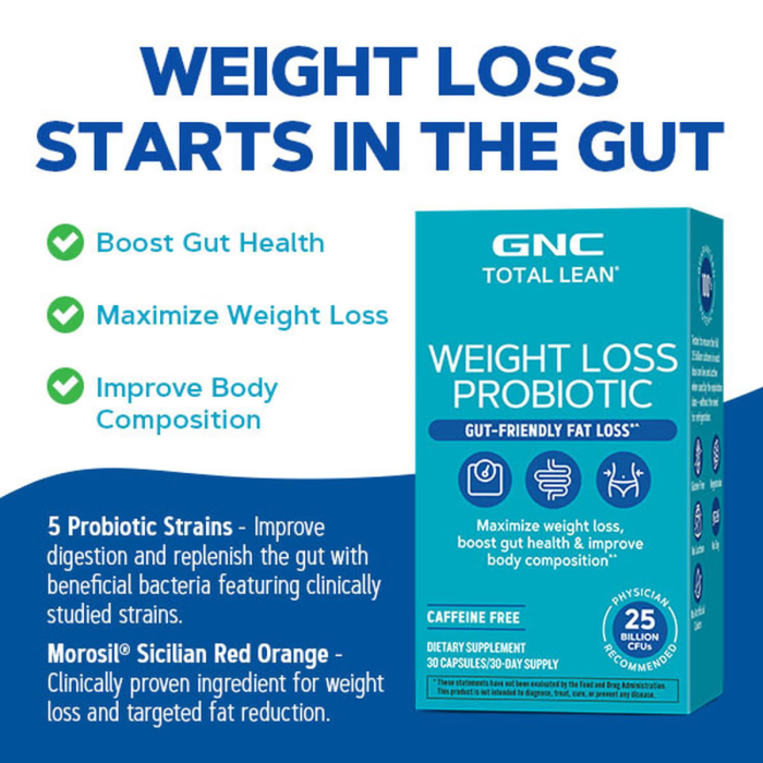 Gnc Total Lean Weight Loss Probiotic, Probiotic Lab4 Studiat Clinic, 25 Miliarde Ufc Culturi Vii Pentru Controlul Greutatii, 30 Cps