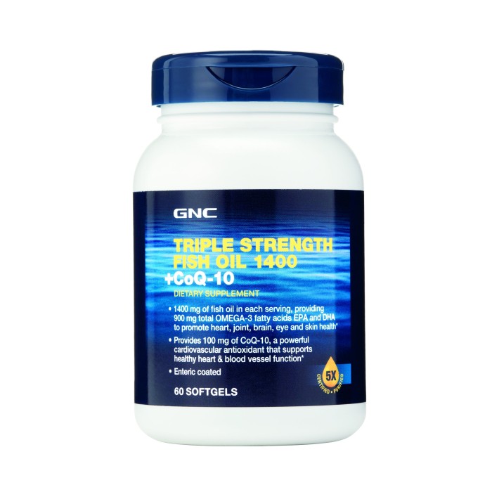 Gnc Triple Strength Fish Oil 1400 + Coq-10, Ulei De Peste Si Coenzima Q-10, 60 Cps Gnc Triple Strength Fish Oil 1400 + Coq-10, Ulei De Peste Si Coenzima Q-10, 60 Cps
