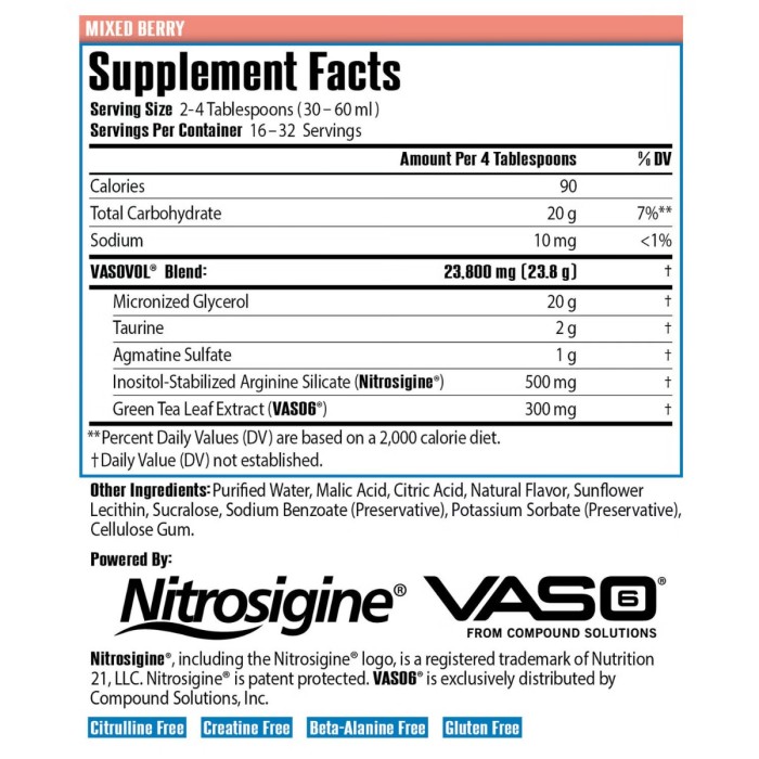 Sirenlabs Vaso Vol, Formula Avansata Pentru Pompare Musculara Si Performanta Cu Aroma De Fructe De Padure, 960 Ml Sirenlabs Vaso Vol, Formula Avansata Pentru Pompare Musculara Si Performanta Cu Aroma De Fructe De Padure, 960 Ml