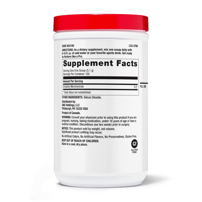 Gnc Pro Performance Creatine Monohydrate, Creatina Monohidrata, Fara Aroma, 510 G Gnc Pro Performance Creatine Monohydrate, Creatina Monohidrata, Fara Aroma, 510 G