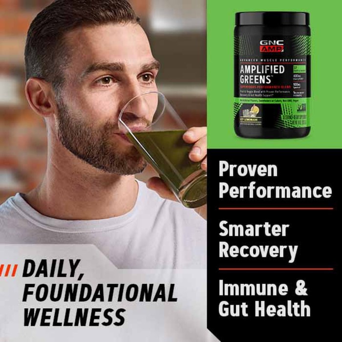 Gnc Amp Amplified Greens Superfoods Performance Blend, Ameste De Super Alimente Verzi Cu Aroma De Limonada Racoritoare, 282.6 G Gnc Amp Amplified Greens Superfoods Performance Blend, Ameste De Super Alimente Verzi Cu Aroma De Limonada Racoritoare, 282.6 G