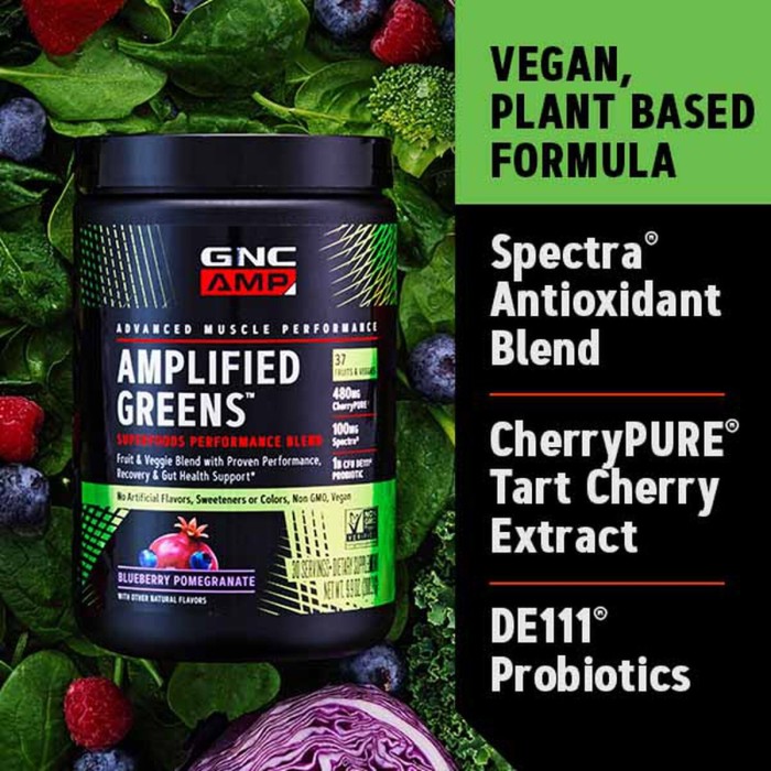 Gnc Amp Amplified Greens Superfoods Performance Blend, Ameste De Super Alimente Verzi Cu Aroma De Limonada Racoritoare, 282.6 G Gnc Amp Amplified Greens Superfoods Performance Blend, Ameste De Super Alimente Verzi Cu Aroma De Limonada Racoritoare, 282.6 G