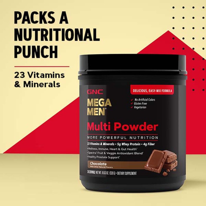 Gnc Mega Men Multi Powder, Pudra Cu Multivitamine, Proteine Si Verdeturi Cu Aroma De Vanilie, 465 G Gnc Mega Men Multi Powder, Pudra Cu Multivitamine, Proteine Si Verdeturi Cu Aroma De Vanilie, 465 G