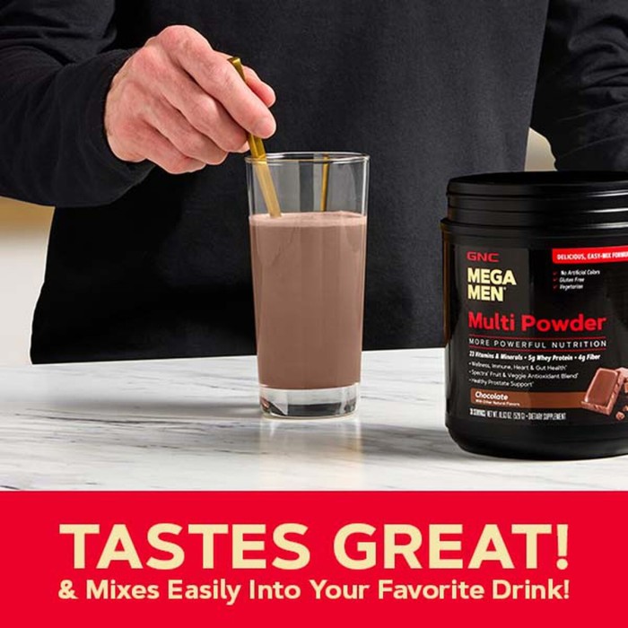 Gnc Mega Men Multi Powder, Pudra Cu Multivitamine, Proteine Si Verdeturi Cu Aroma De Vanilie, 465 G Gnc Mega Men Multi Powder, Pudra Cu Multivitamine, Proteine Si Verdeturi Cu Aroma De Vanilie, 465 G
