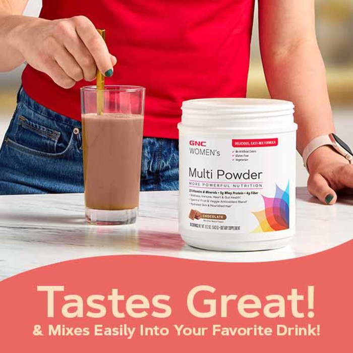 Gnc Women’s Multi Powder, Pudra Cu Multivitamine, Proteina Si Verdeturi Pentru Femei Cu Aroma De Ciocolata, 543 G Gnc Women’s Multi Powder, Pudra Cu Multivitamine, Proteina Si Verdeturi Pentru Femei Cu Aroma De Ciocolata, 543 G