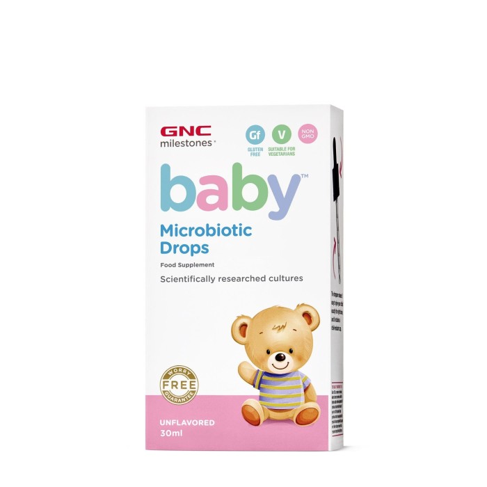 Gnc Milestones Baby Microbiotic Drops, Probiotic Picaturi Studiat Clinic Hereditum Lc40 Pentru Bebelusi, 30 Ml Gnc Milestones Baby Microbiotic Drops, Probiotic Picaturi Studiat Clinic Hereditum Lc40 Pentru Bebelusi, 30 Ml