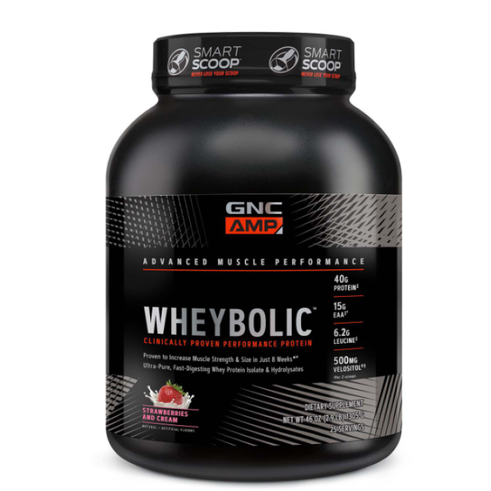 Gnc Amp Wheybolic, Proteina Din Zer, Cu Aroma De Capsuni Si Frisca, 1350 G Gnc Amp Wheybolic, Proteina Din Zer, Cu Aroma De Capsuni Si Frisca, 1350 G
