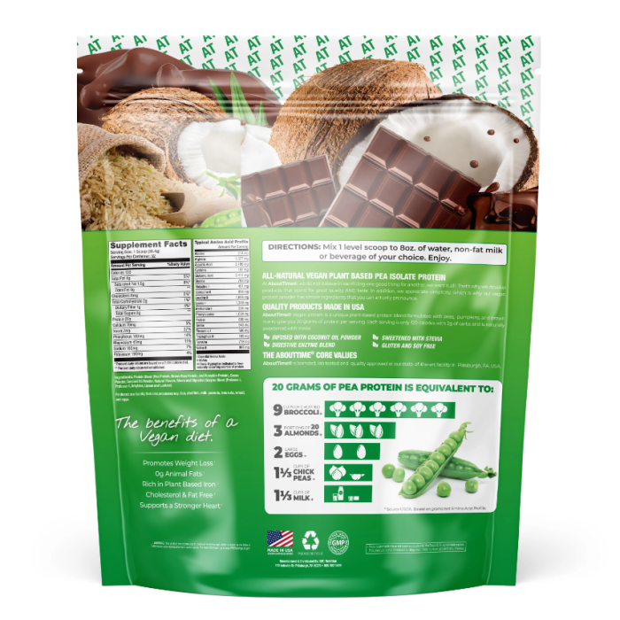 Abouttime Vegan Protein Proteina Vegana Cu Aroma Naturala De Ciocolata, 972.8 Abouttime Vegan Protein Proteina Vegana Cu Aroma Naturala De Ciocolata, 972.8