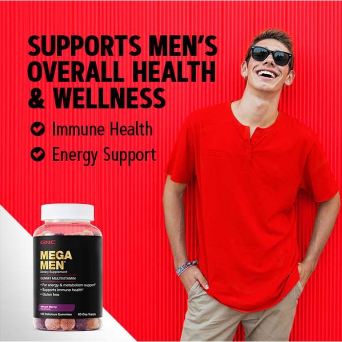 Gnc Mega Men Gummy Multivitamin, Multivitamine Jeleuri Pentru Barbati Cu Aroma Naturala De Fructe De Padure, 120 Jeleuri Gnc Mega Men Gummy Multivitamin, Multivitamine Jeleuri Pentru Barbati Cu Aroma Naturala De Fructe De Padure, 120 Jeleuri
