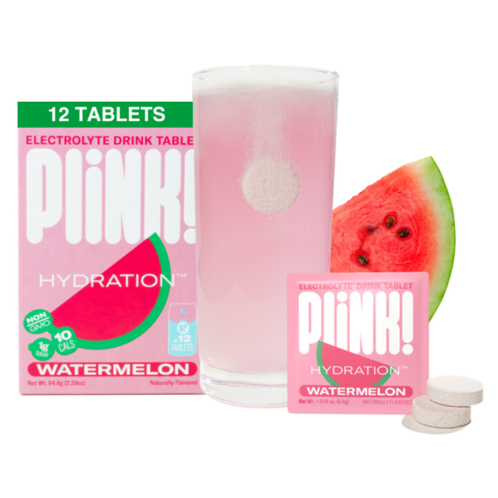 Plink! Electrolyte Drink Tablets Watermelon Flavor, Electroliti Cu Aroma De Pepene, 12 Tb Plink! Electrolyte Drink Tablets Watermelon Flavor, Electroliti Cu Aroma De Pepene, 12 Tb