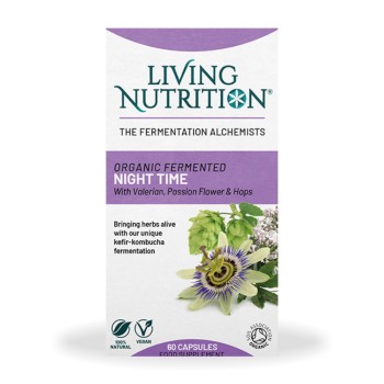 Organic Fermented Night Time cu valeriana, passion flower si hamei 500 mg (60 capsule), Living Nutrition Organic Fermented Night Time cu valeriana, passion flower si hamei 500 mg (60 capsule), Living Nutrition