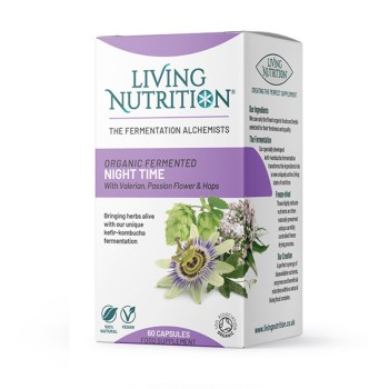Organic Fermented Night Time cu valeriana, passion flower si hamei 500 mg (60 capsule), Living Nutrition Organic Fermented Night Time cu valeriana, passion flower si hamei 500 mg (60 capsule), Living Nutrition