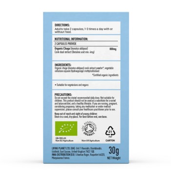 Organic Chaga 800 mg Pure Grade Extract (60 capsule), MushroomsForLife