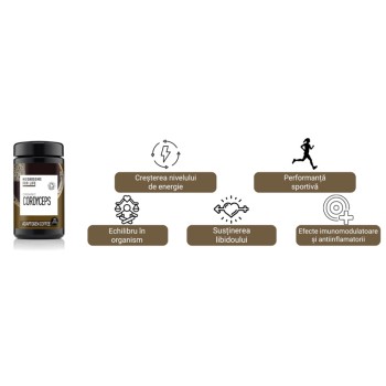 Organic Cordyceps Adaptogen Coffee Pure Grade Extract 75 grame (25 portii), MushroomsForLife