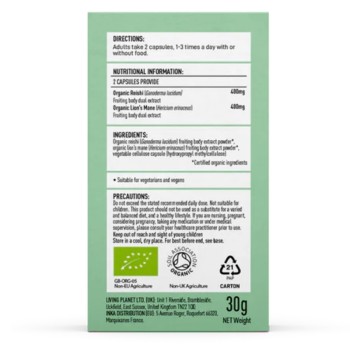 Organic Myco Zen Reishi si Lions Mane 800 mg Pure Grade Extracts (60 capsule), MushroomsForLife