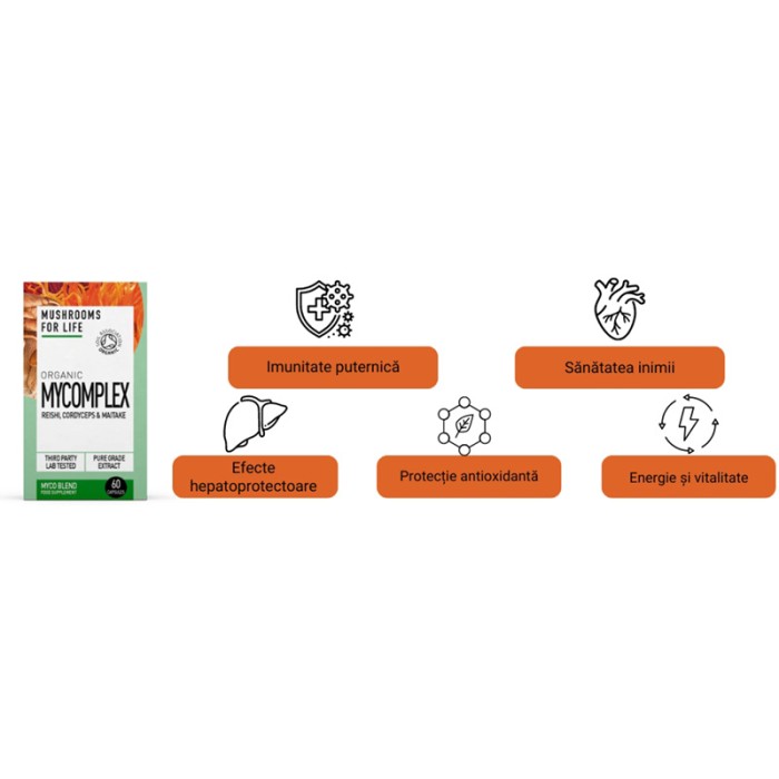 Organic Mycomplex 800 mg Reishi, Cordyceps si Maitake (60 capsule), MushroomsForLife de la Biom.ro. Online e mai simplu Organic Mycomplex 800 mg Reishi, Cordyceps si Maitake (60 capsule), MushroomsForLife de la Biom.ro. Online e mai simplu