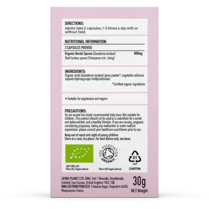 Organic Reishi Spore 800mg (60 capsule), MushroomsForLife de la Biom.ro. Online e mai simplu Organic Reishi Spore 800mg (60 capsule), MushroomsForLife de la Biom.ro. Online e mai simplu