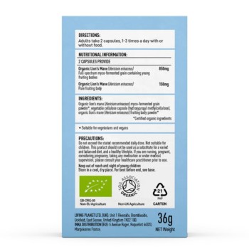 Organic Lions Mane Focus 1000 mg Full Spectrum (60 capsule), MushroomsForLife Organic Lions Mane Focus 1000 mg Full Spectrum (60 capsule), MushroomsForLife