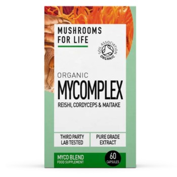 Organic Mycomplex 800 mg Reishi, Cordyceps si Maitake (60 capsule), MushroomsForLife