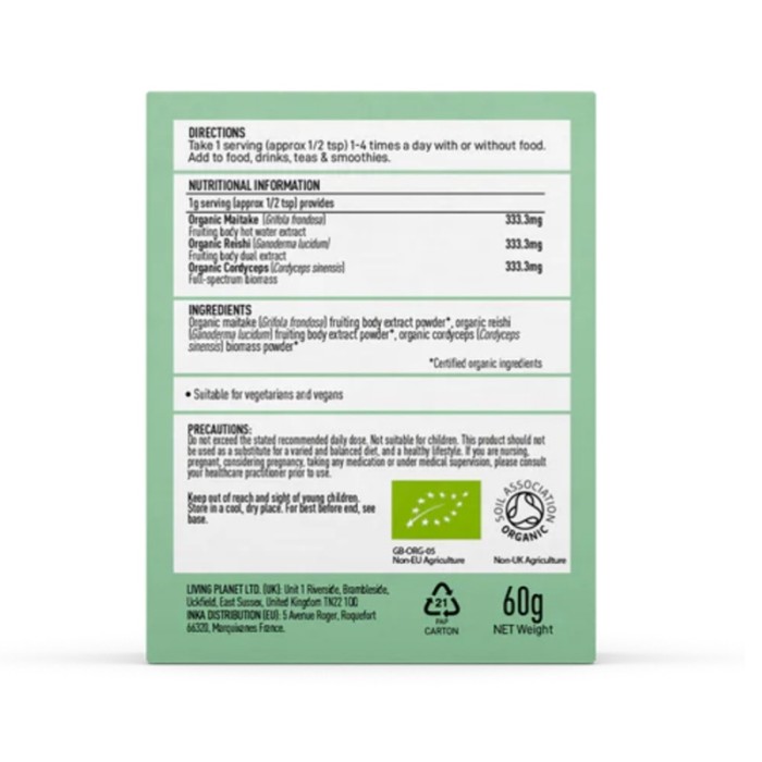 Organic Mycomplex Reishi, Cordyceps si Maitake 1000 mg (60 grame), MushroomsForLife de la Biom.ro. Online e mai simplu Organic Mycomplex Reishi, Cordyceps si Maitake 1000 mg (60 grame), MushroomsForLife de la Biom.ro. Online e mai simplu