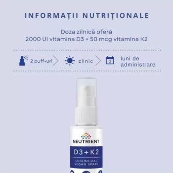 Vitamina D3+K2 Vegan Oral Spray (30ml), Neutrient Vitamina D3+K2 Vegan Oral Spray (30ml), Neutrient