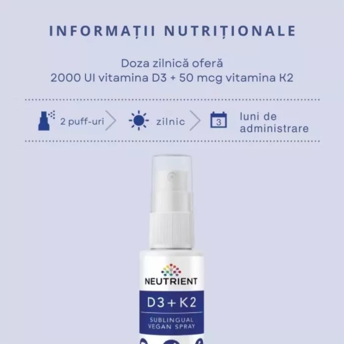 Vitamina D3+K2 Vegan Oral Spray (30ml), Neutrient Vitamina D3+K2 Vegan Oral Spray (30ml), Neutrient