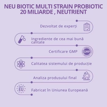 Neu Biotic Multi Strain Probiotic 20 miliarde (60 capsule), Neutrient