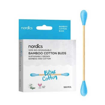 Betisoare din bumbac si bambus, albastre (100 buc), Nordics