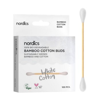 Betisoare din bumbac si bambus, albe (100 buc), Nordics