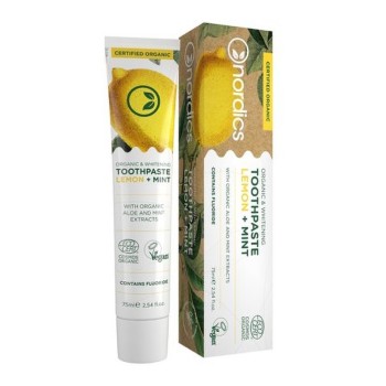 Pasta de dinti pentru albire cu lamaie si menta bio (75 ml), Nordics Pasta de dinti pentru albire cu lamaie si menta bio (75 ml), Nordics