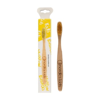 Periuta de dinti din bambus pentru copii, galbena, Nordics Periuta de dinti din bambus pentru copii, galbena, Nordics
