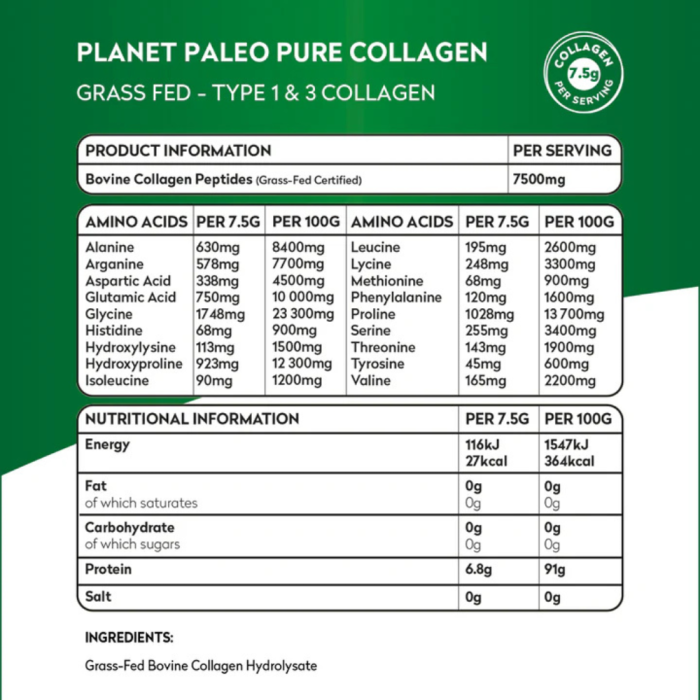 Colagen hidrolizat bovin peptide tip 1 si 3 Pur 225 gr (30 portii), Planet Paleo de la Biom.ro. Online e mai simplu Colagen hidrolizat bovin peptide tip 1 si 3 Pur 225 gr (30 portii), Planet Paleo de la Biom.ro. Online e mai simplu