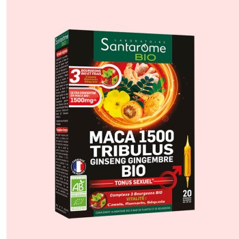 Maca 1500 - Ginseng - Ghimbir Bio (20 fiole), Santarome