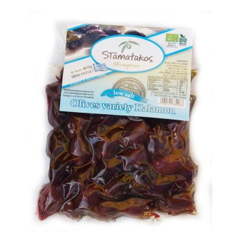 Masline Kalamata vidate cu continut redus de sare bio (250 grame), Stamatakos Masline Kalamata vidate cu continut redus de sare bio (250 grame), Stamatakos