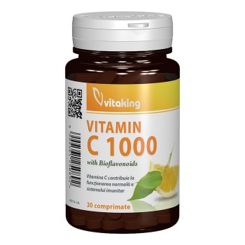 Vitamina C 1000 mg cu bioflavonoide, acerola si macese (30 comprimate), Vitaking Vitamina C 1000 mg cu bioflavonoide, acerola si macese (30 comprimate), Vitaking