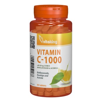 Vitamina C 1000 mg cu bioflavonoide, acerola si macese (90 comprimate), Vitaking Vitamina C 1000 mg cu bioflavonoide, acerola si macese (90 comprimate), Vitaking