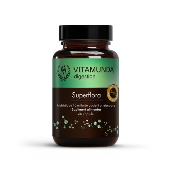 Superflora probiotic 10 miliarde bacterii vii (60 capsule), Vitamunda